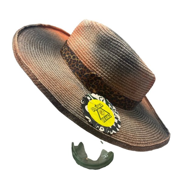 Orange & Black Tie-Dye Pencil Brim Straw Rancher
